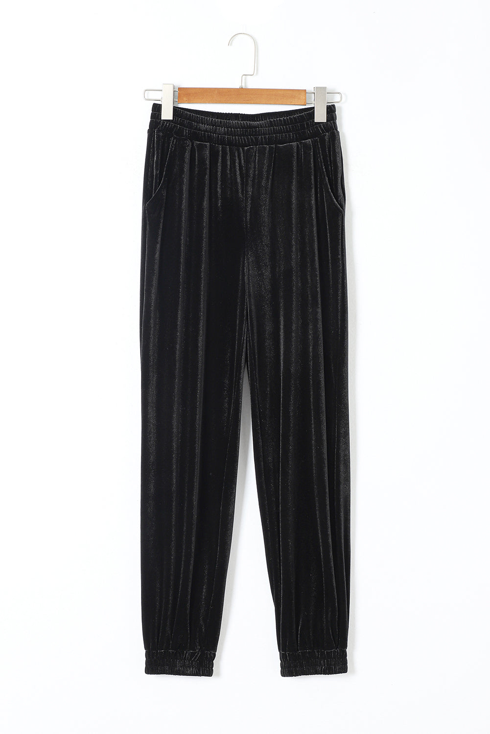 Velvet High-Waist Joggers — Black