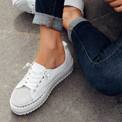 DIAMOND SILVER LEATHER SNEAKERS -Shine With Every Step ✨