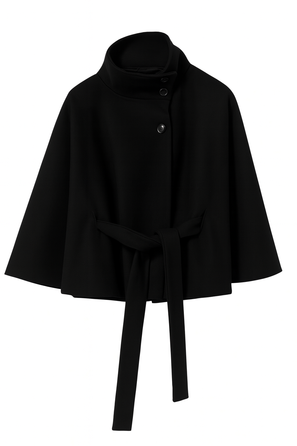 Women's Cape Coat with Belt and Button Closure