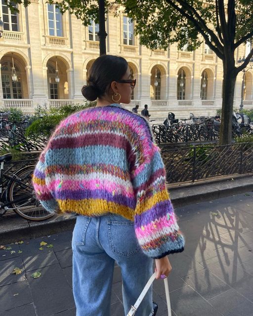 Ashley | Kuschelige mehrfarbige Strickjacke für Damen