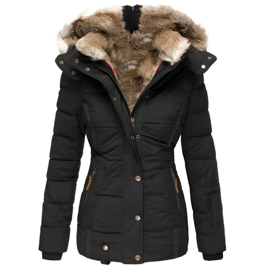 Gabrielle | Damen-Winter-Pufferjacke mit Kapuze aus Fell