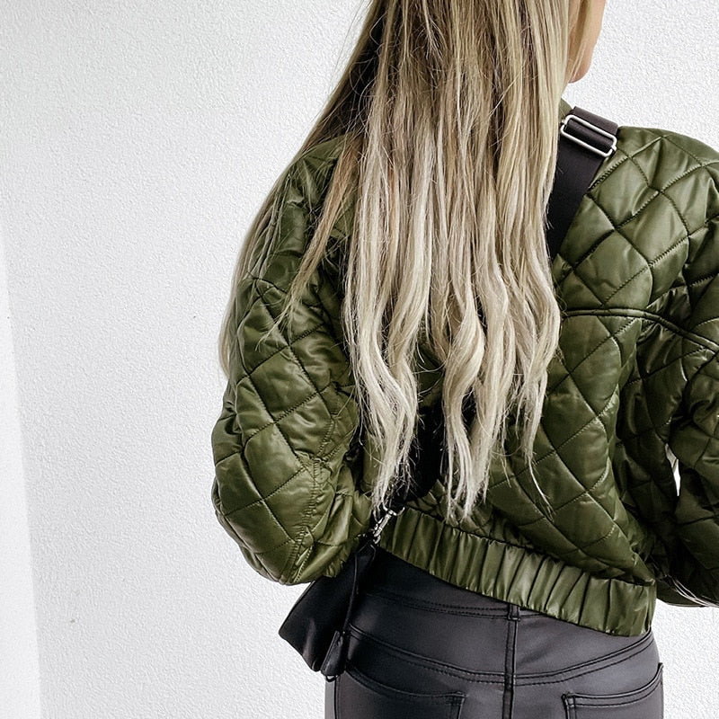 Sabrina | Women’s Quilted Short Zip-Up Bomber Jacket - oos