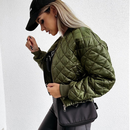Sabrina | Women’s Quilted Short Zip-Up Bomber Jacket - oos