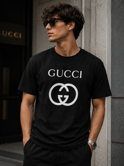 Black Gucci Rick and Morty graphic t-shirt