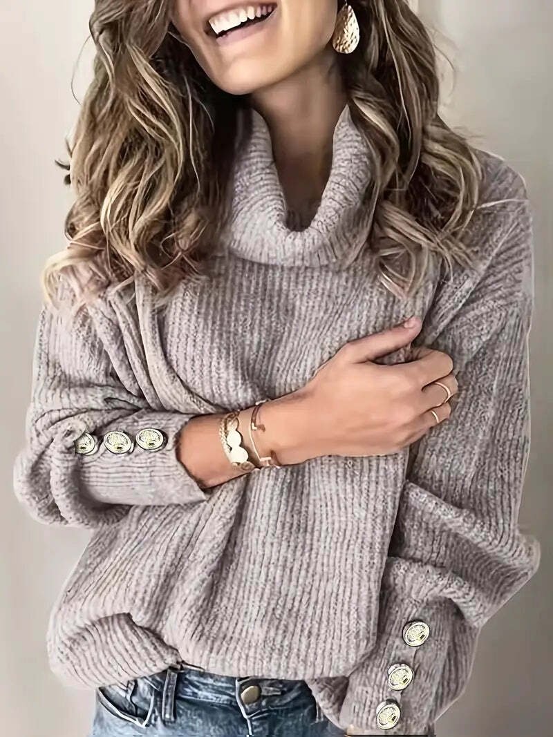 Audrey | Women’s Winter Ribbed Cowl Neck Sweater