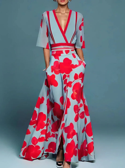 Isabella | Langes, fließendes Kleid mit auffälligem Blumendesign für Damen