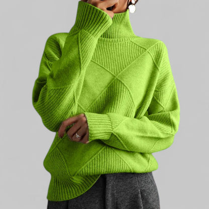 Rebecca | Women’s Winter Oversized Patterned Turtlenecks Sweater