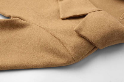 Women's Wrap Coat with Notched Collar and Tie Waist