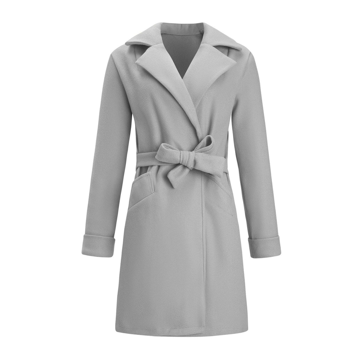 Women's Belted Wrap Coat with Notch Collar