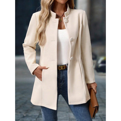 Women's Stand-Collar Tailored Coat with Button Front