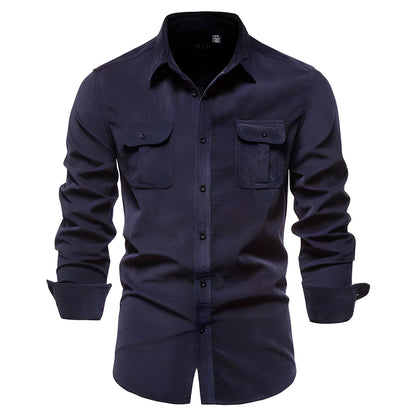 Adam | Men’s Casual Military Style Long Sleeve Shirt