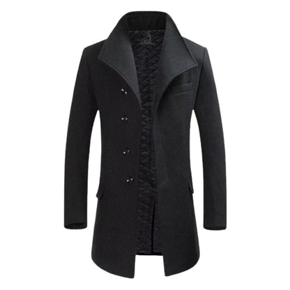 Men's Notch Lapel Wool Blend Coat with Quilted Lining