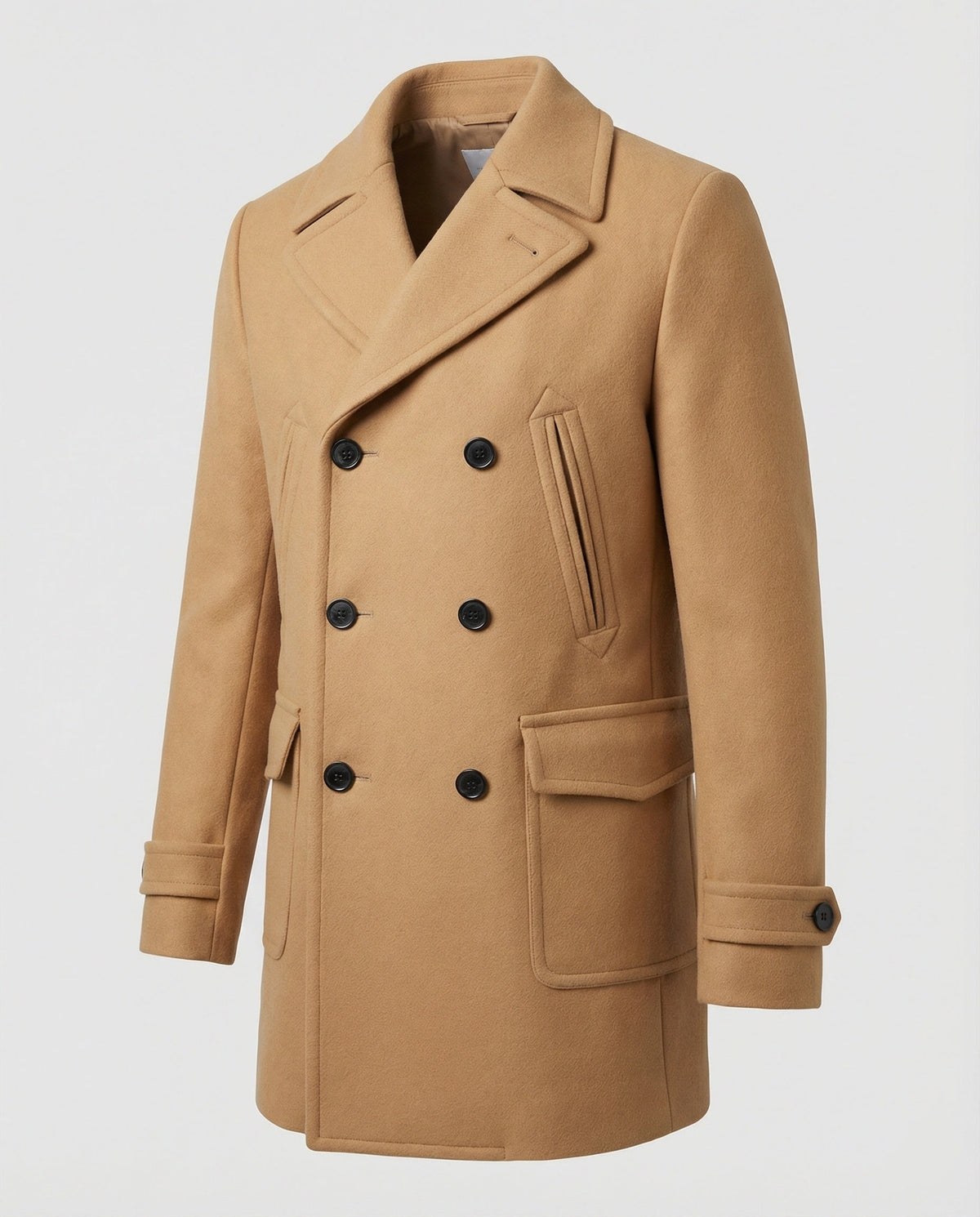 Men's Double-Breasted Peacoat with Notch Lapels