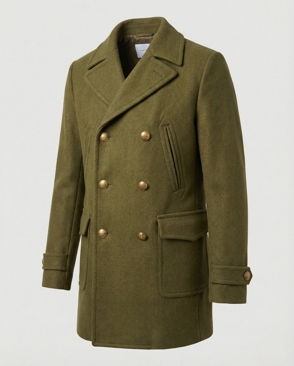 Men's Double-Breasted Peacoat with Notch Lapels