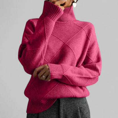 Rebecca | Women’s Winter Oversized Patterned Turtlenecks Sweater