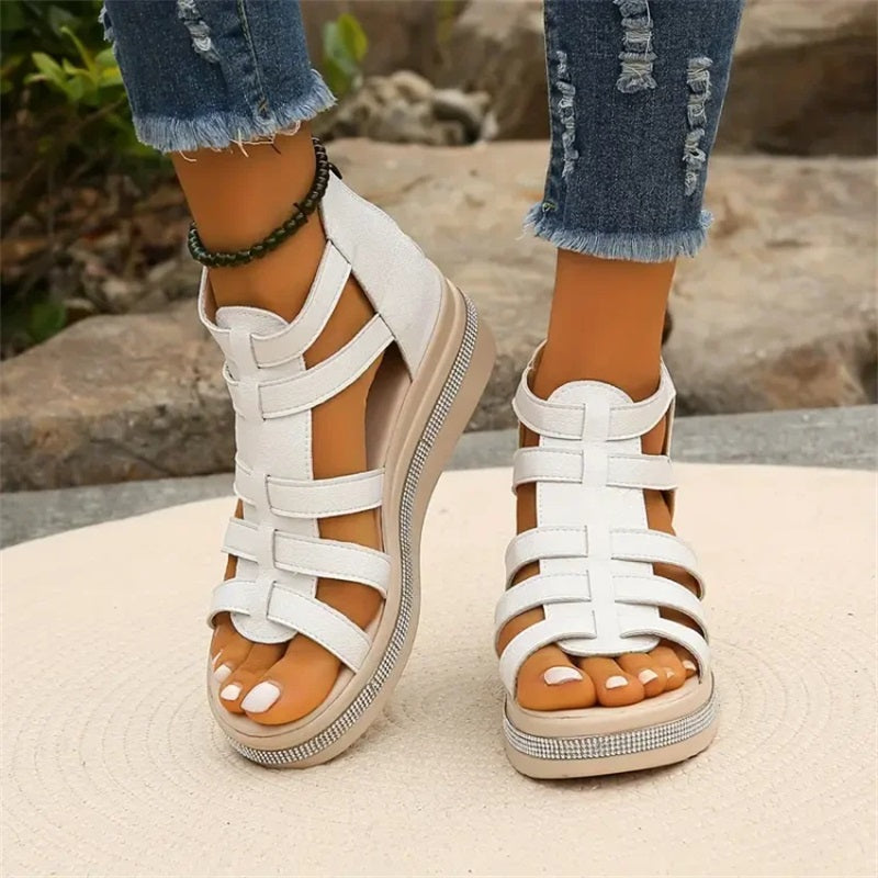LM | Wedge sandals with rhinestones