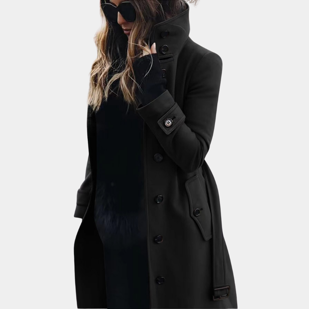 Women's Double-Breasted Trench Coat with Belt