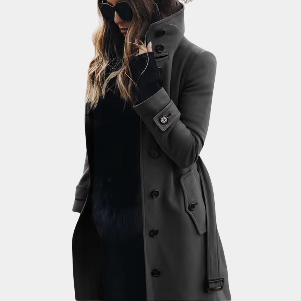 Women's Double-Breasted Trench Coat with Belt