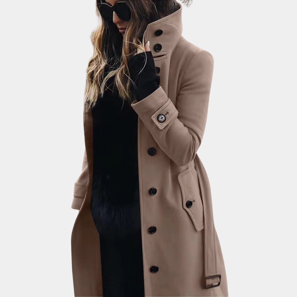 Women's Double-Breasted Trench Coat with Belt