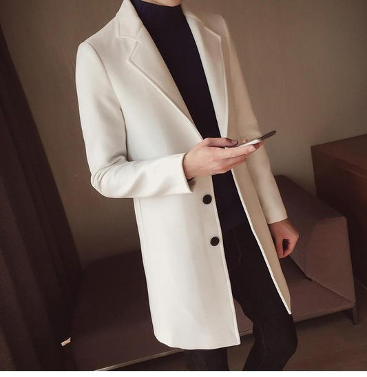 Men's Single-Breasted Overcoat with Notch Lapel