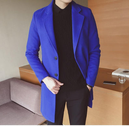 Men's Single-Breasted Overcoat with Notch Lapel