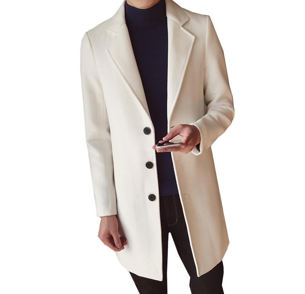 Men's Single-Breasted Overcoat with Notch Lapel