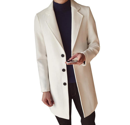 Men's Single-Breasted Overcoat with Notch Lapel