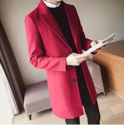 Men's Single-Breasted Overcoat with Notch Lapel