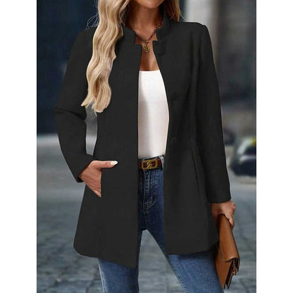 Women's Stand-Collar Tailored Coat with Button Front